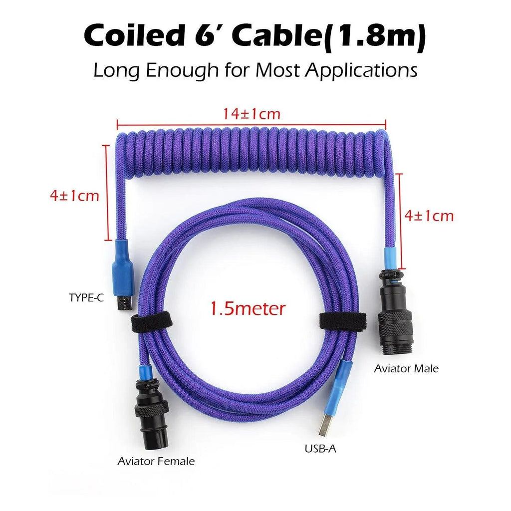 Coiled Cable - Zwart - Mechanisch Toetsenbord Kabel - Clickeys.nl